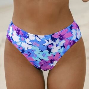 Cupshe Fantasy Flowers Mid Rise Bikini Bottoms